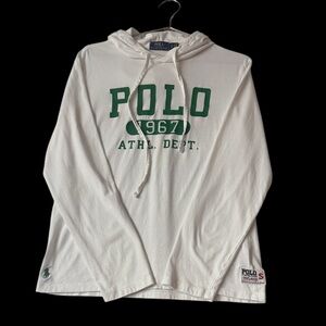 Vintage Polo by Ralph Lauren White Hoodie with Green Print - Very Rare!